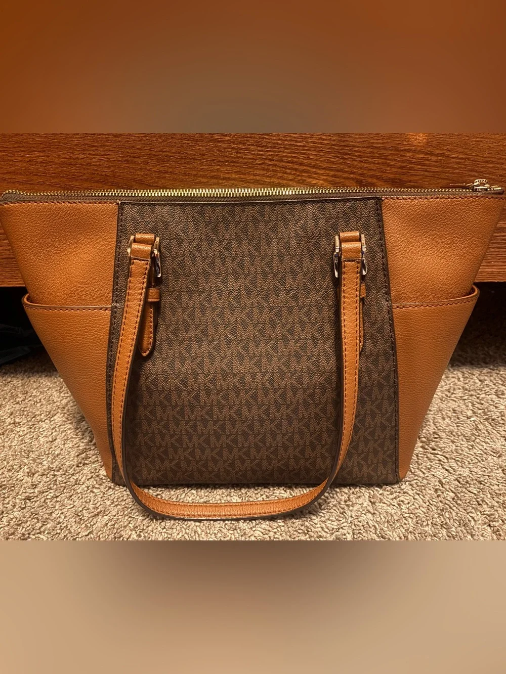 Michael Kors Brown and Tan Signature Shoulder Bag